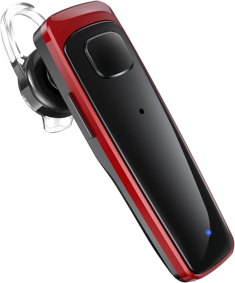 Bluetoothヘッドセット 片耳 ワイヤレスイヤホン HD通話 Qualcommチップ搭載 デュアルマイク ENCノイズ低減 日本語取説付き S525 レッド