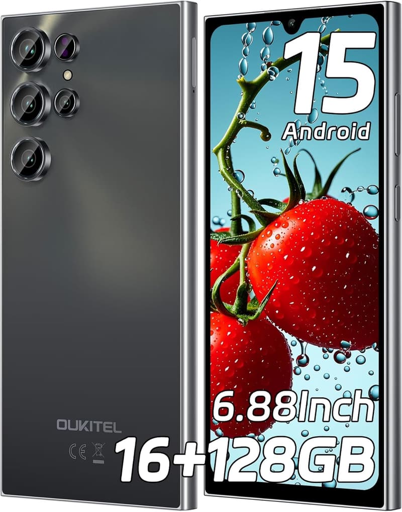OUKITEL C61 SIMフリースマホ 6.88インチHD大画面 16GB RAM+128GB ROM 1TB拡張可能 5150mAhバッテリー 13MP+5MPカメラ デュアルSIM