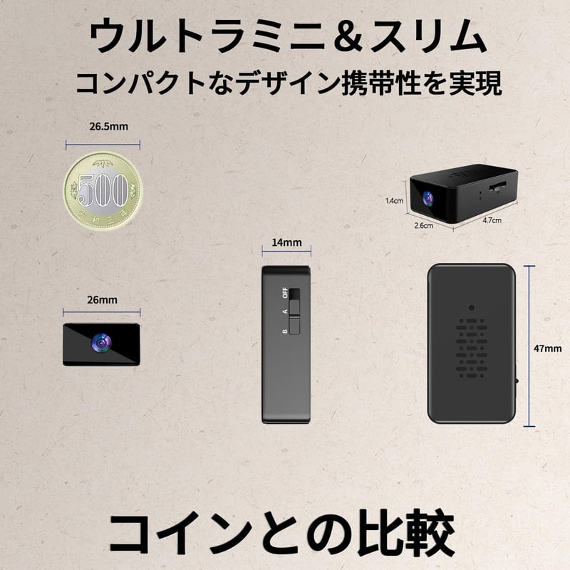 隠しカメラ 1080P小型防犯カメラ 動き検知機能 USB充電式