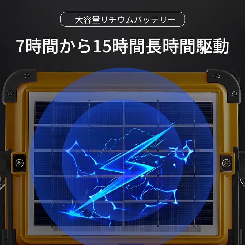 【200W高輝度】LED投光器 15000lm IP66防水 ソーラー・Type-C充電折り畳み式