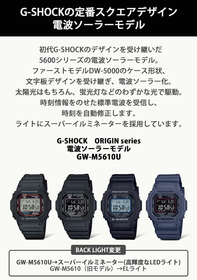 電波ソーラー メンズ腕時計 G-SHOCK スーパーイルミネーター ブラック GW-M5610U-1CJF