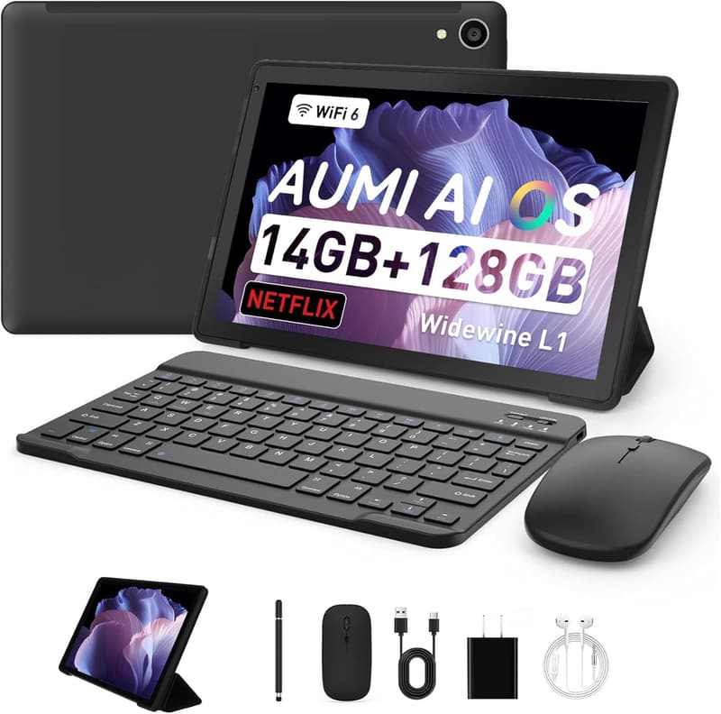10インチタブレット Wi-Fiモデル AUMI AI OS搭載 128GB＋1TB拡張可能 8コアCPU ケース付 5MP+8MPカメラ 5000mAh