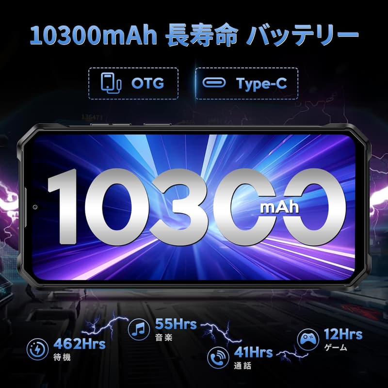 タフネススマホ FOSSiBOT F105 SIMフリー 12GB+64GB 10300mAh バッテリー IP68/69K防水防塵 6.7インチ大画面 20MPカメラ Android 14対応