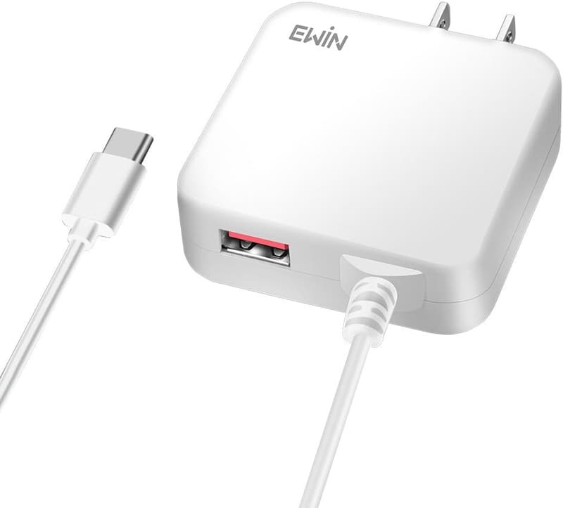 急速充電対応USB充電器（合計3.4A、Type-C一体型、1.5mケーブル、折りたたみ式プラグ、PSE認証）