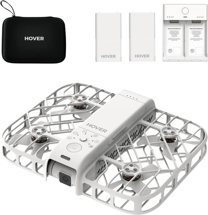 HOVERAir X1 2.7K HDR空撮ドローン - 免許不要・3バッテリー・55分飛行時間・自動帰還機能・ホワイト収納ケース付き