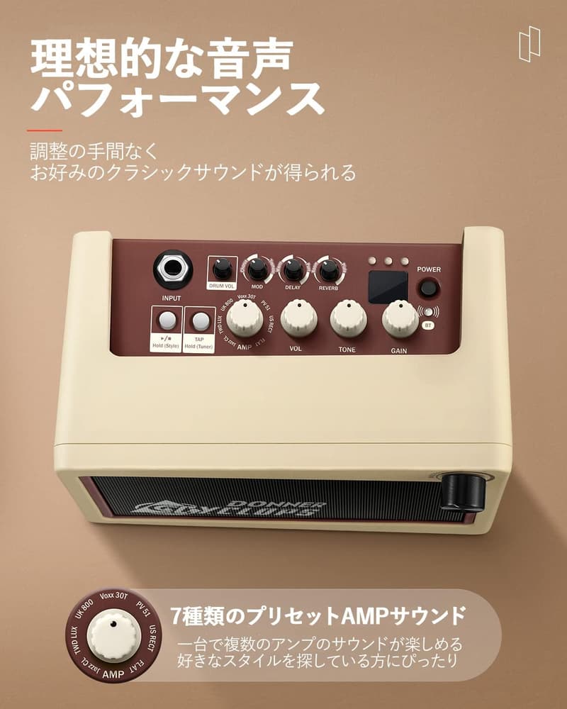 自宅練習用 Donner ミニギターアンプ 5W コンパクトモデル エフェクター内蔵