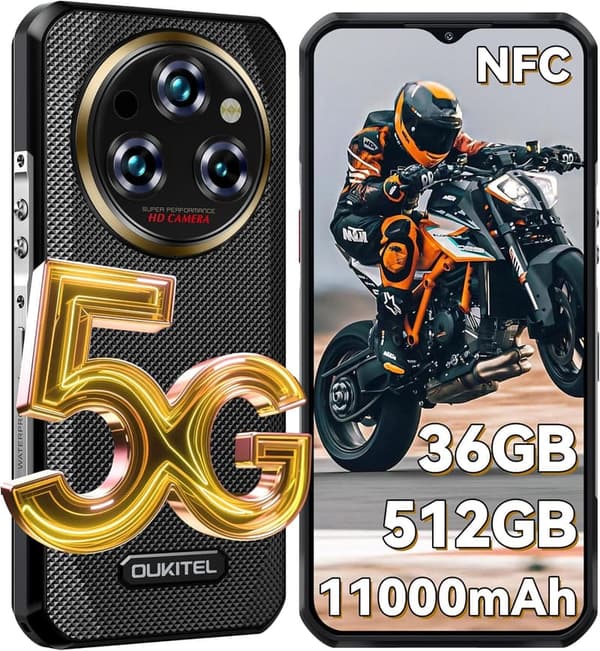 OUKITEL WP35 Pro 5Gタフネススマホ 36GB RAM・512GB ROM・11000mAh・IP68防水・6.6インチ・64MPカメラ