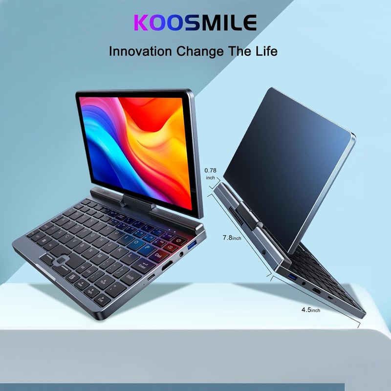 KOOSMILE UMPC 8インチ小型ノートパソコン 日本語キーボード搭載 Windows 11 Pro 12GB RAM 512GB SSD Wi-Fi 6 2MPカメラ