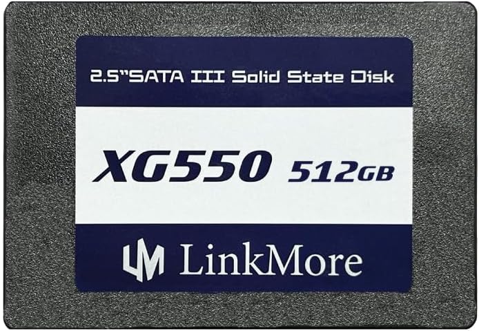 LinkMore XG550 512GB 2.5インチ SATAIII SSD (最大540MB/s 読込速度)