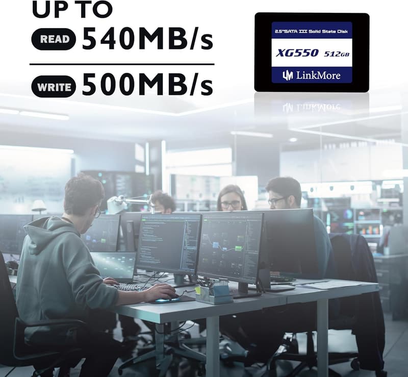 LinkMore XG550 512GB 2.5インチ SATAIII SSD (最大540MB/s 読込速度)