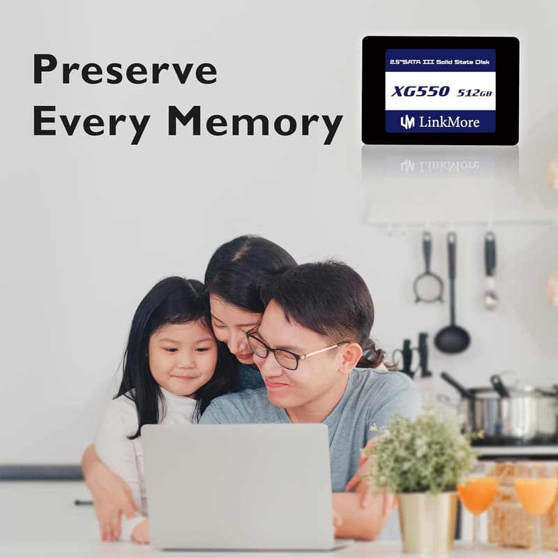 LinkMore XG550 512GB 2.5インチ SATAIII SSD (最大540MB/s 読込速度)