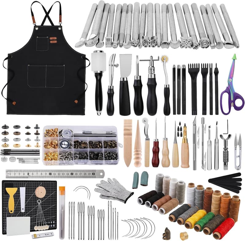 初心者向けレザークラフト工具セット 308点 DIY 手縫い道具 キット