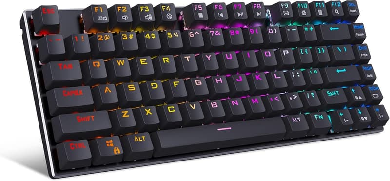 ゲーミング用メカニカルキーボード 81キーRGBバックライト USB 有線 (赤軸、ブラック)
