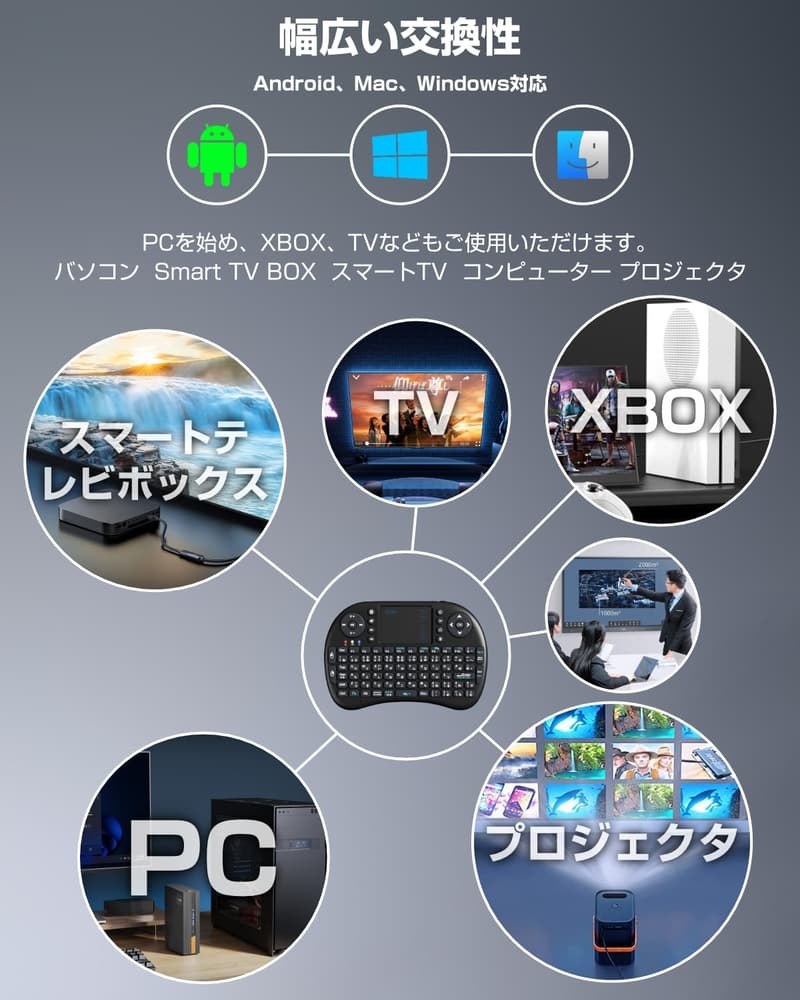 ポータブルBluetoothタッチパッド付きミニキーボード（92キー・日本語配列）