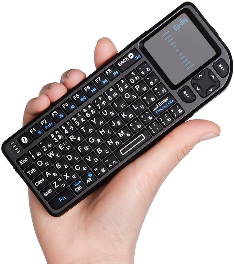 Bluetoothワイヤレス ミニキーボード 日本語JIS配列 タッチパッド・バックライト・LEDライト付き【USBレシーバー＆ドングル付】