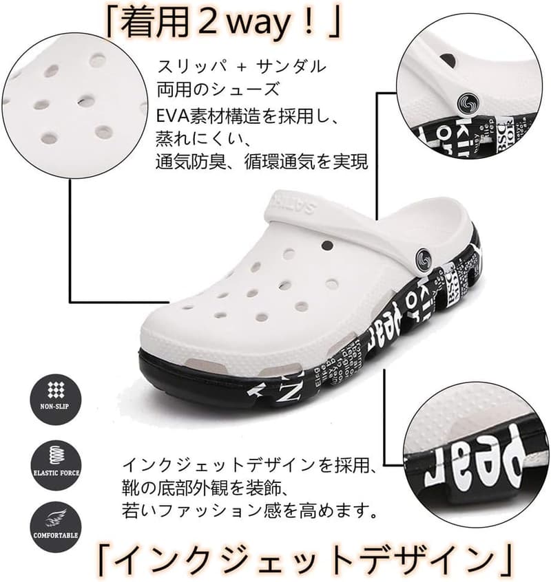 メンズ快適水陸両用クロッグサンダル 2wayカジュアルスリッパ