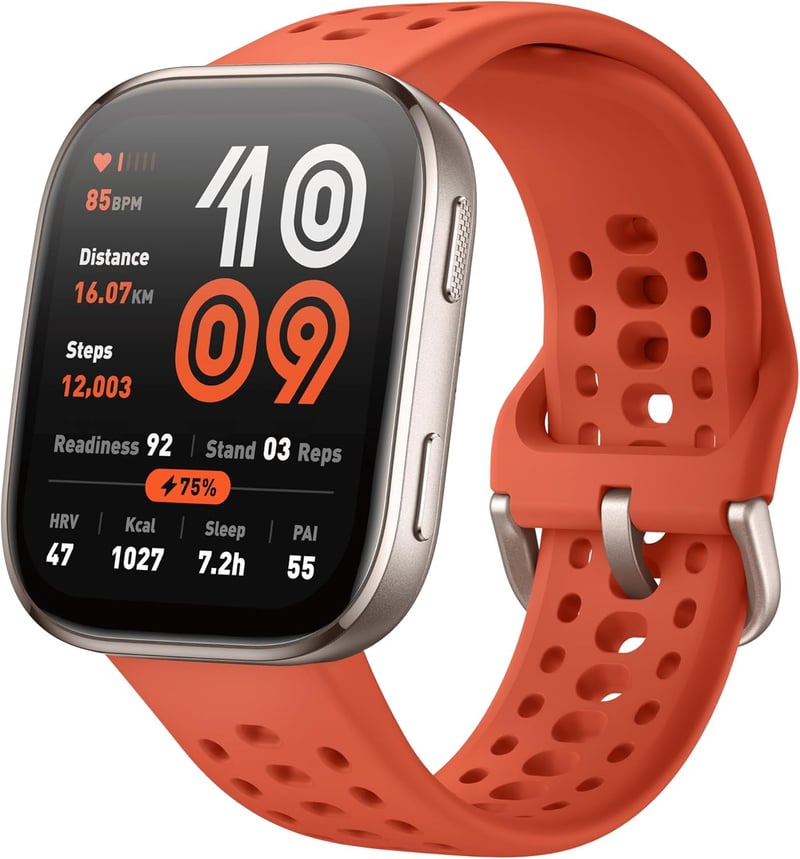Amazfit Bip 6 スマートウォッチ - GPS内蔵、140+スポーツモード、14日間バッテリー (レッド)