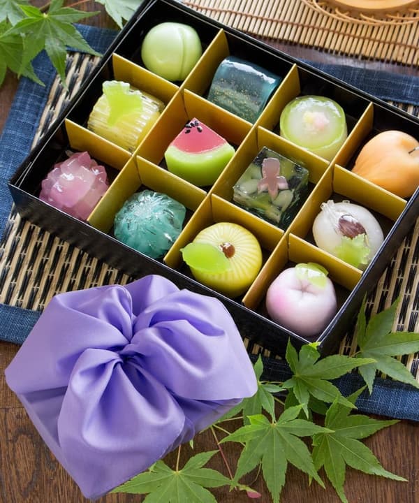 夏季限定 お中元 和菓子 ギフト 四季の十二撰 ひとくち上生菓子詰合せ（風呂敷包み）
