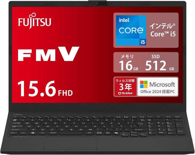 富士通 ノートパソコン FMV Lite WA1/J2 (2024年MS Office/Win 11/15.6型/Core i5/16GB/SSD 512GB)