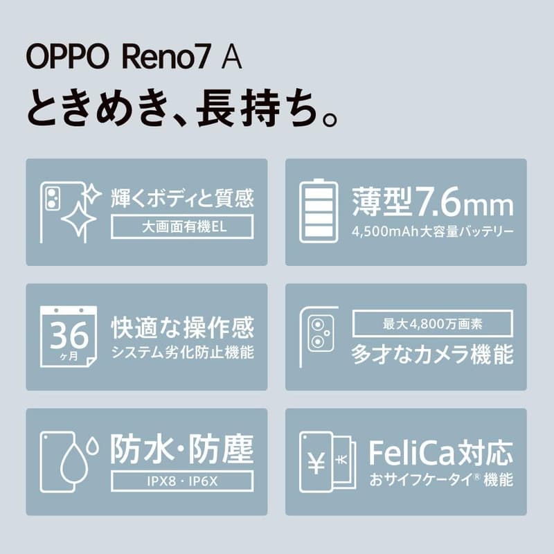 OPPO Reno7A スターリーブラック 5G SIMフリー スマートフォン 有機ELディスプレイ