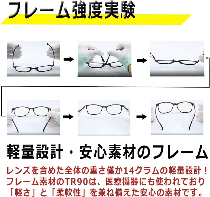 ブルーライトカット 超軽量メガネ メンズ・レディース クリアレンズ 14g