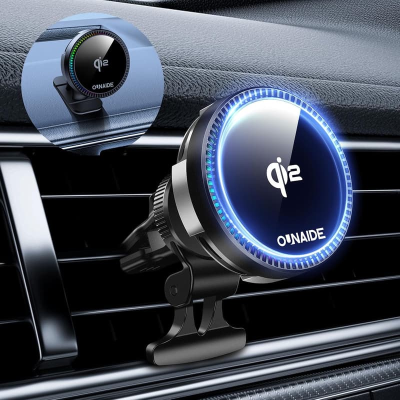 車載用ワイヤレス充電器 Qi2認証 マグネット式 15W急速充電 冷却ファン付き