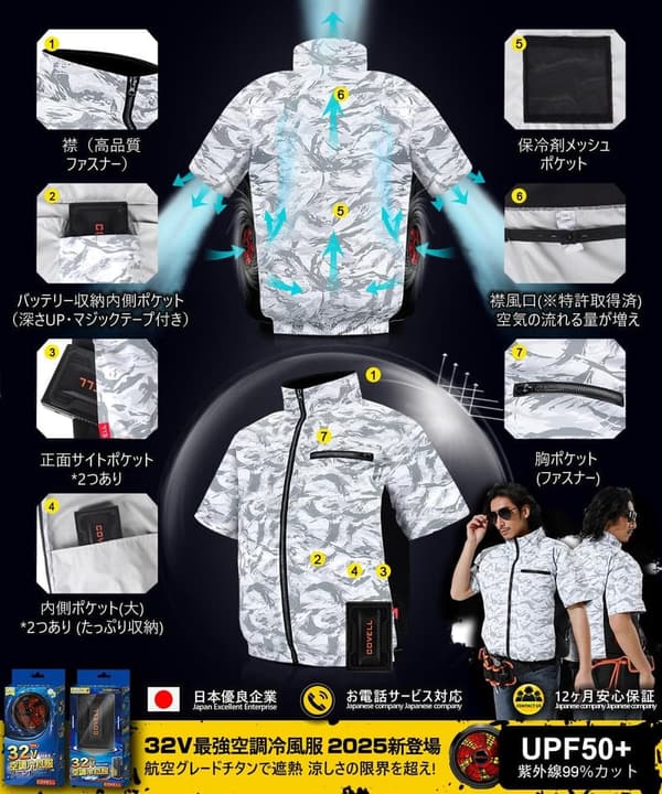 【2025年モデル】冷風服 ファン付きベスト バッテリーセット 日本製 IP45防水 26段階調整 体感-15℃