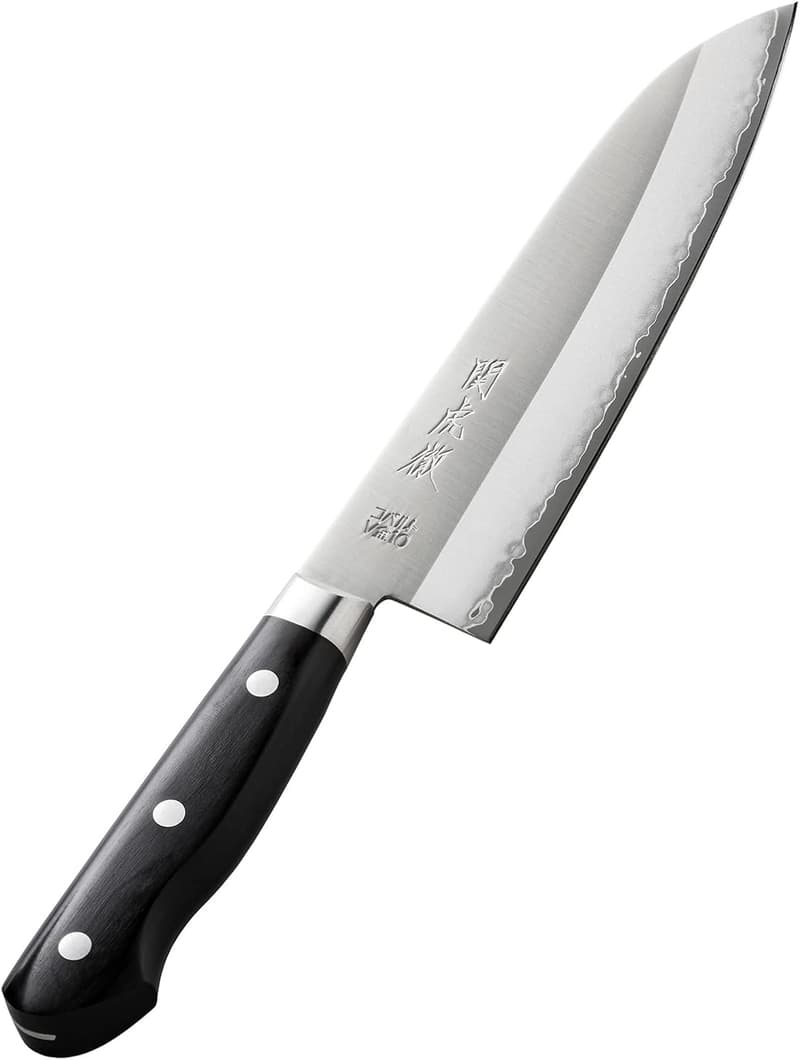 関虎徹 V金10号 鍔付 三徳包丁 180mm - 安田刃物