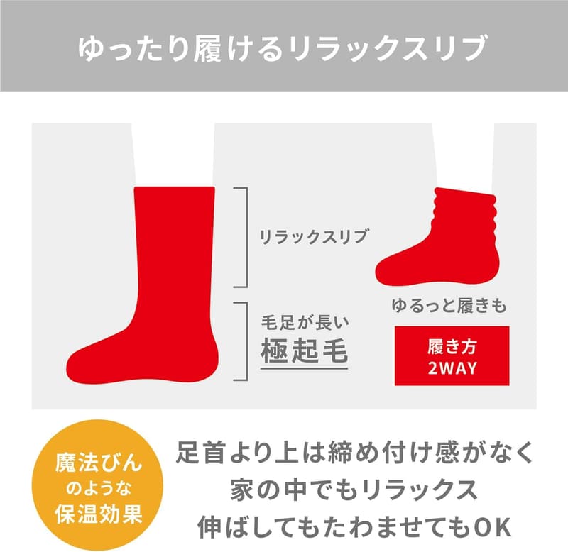 魔法びん保温効果のミドル丈ルームソックス（22-25cm） ブラック 冷え対策 あったかグッズ