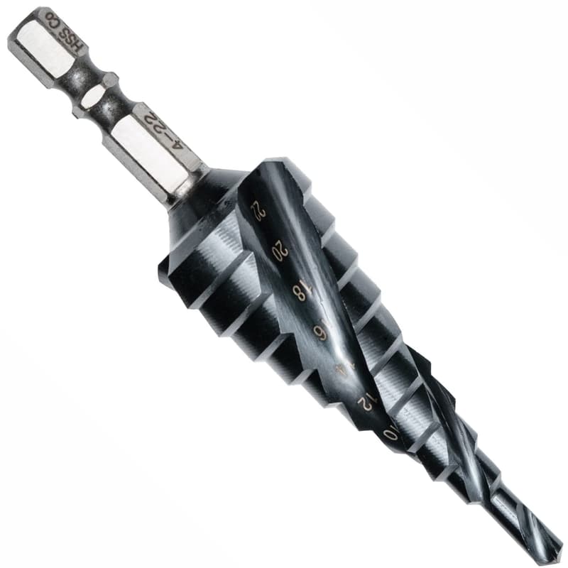 チタンコーティング三枚刃ステップドリル（4-22mm）【日本国内企画品】