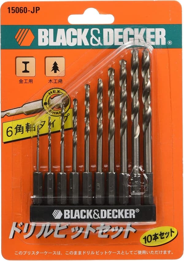 ブラックアンドデッカー 6角軸ドリルビット 10本セット DIY用電動工具