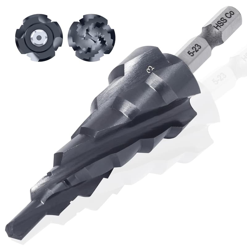 コバルトハイス鋼製 ステップドリル 4枚刃 5-23mm 六角軸 DIY用