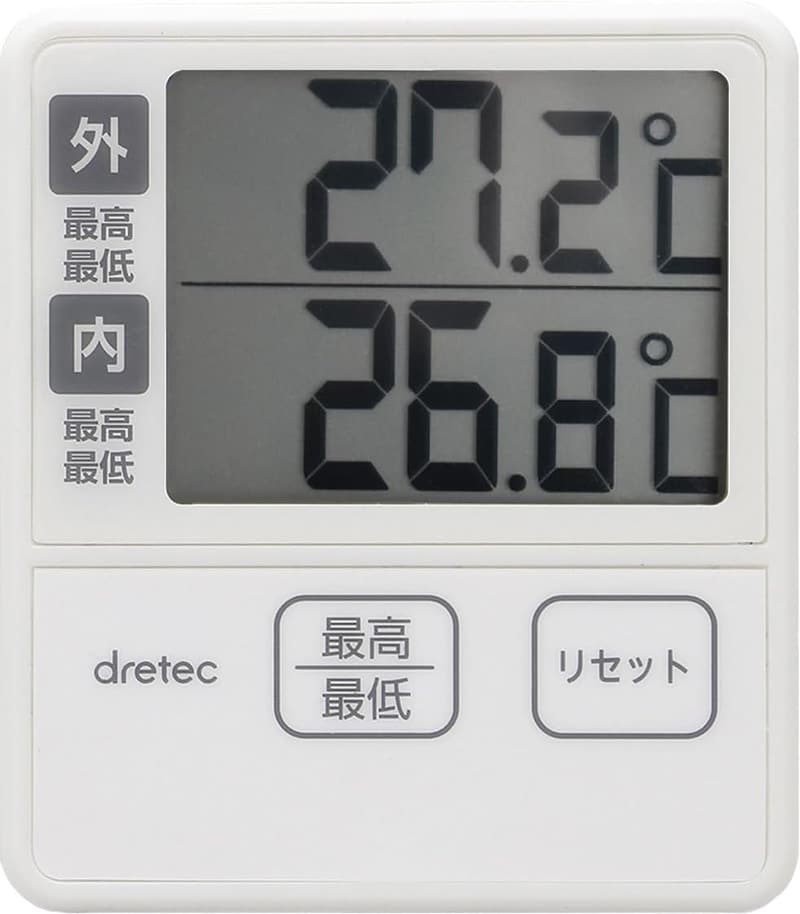 デジタル温度計 壁掛け 室内外兼用 アイボリー