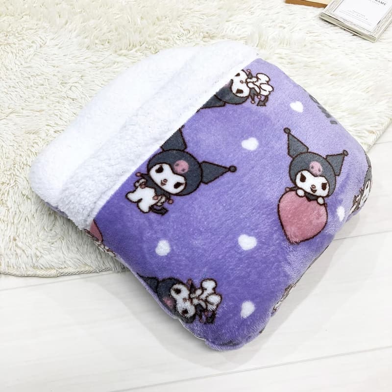 クロミちゃん フットレストクッション (フランネル、ハートパープル) 35x40x12cm 誕生日 プレゼント