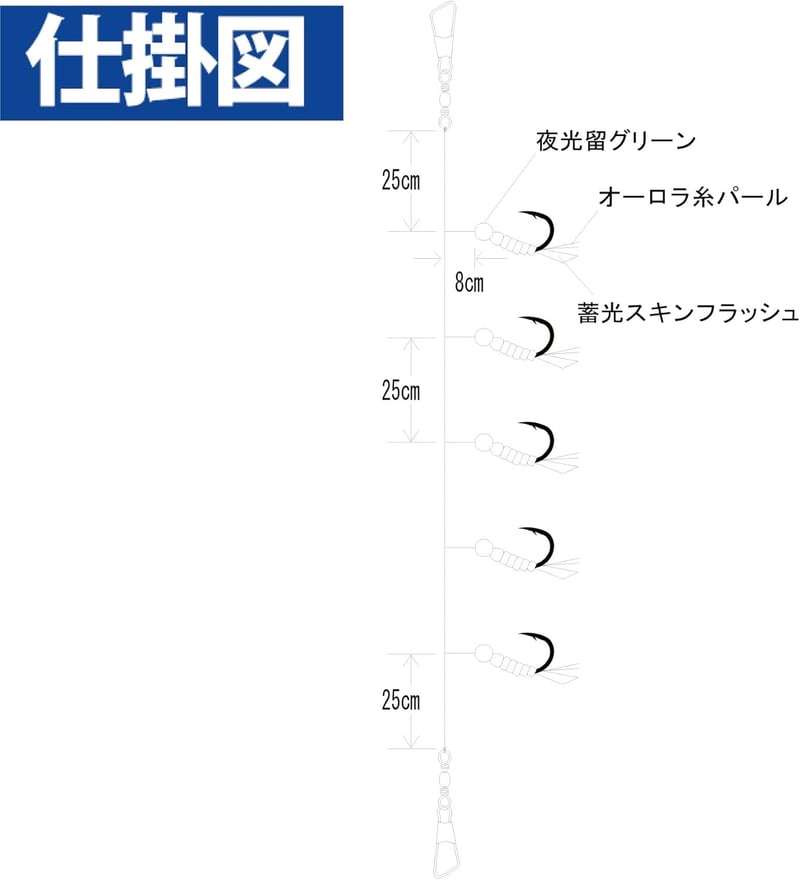 太ハリスサビキでのハヤブササビキ用仕掛け