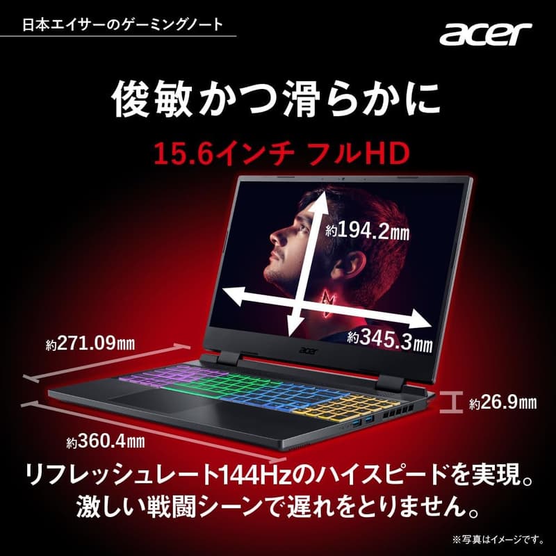 ゲーミングノートPC Acer Nitro 5 15.6インチ RTX 4060 Core i7 16GB SSD 1TB Windows11