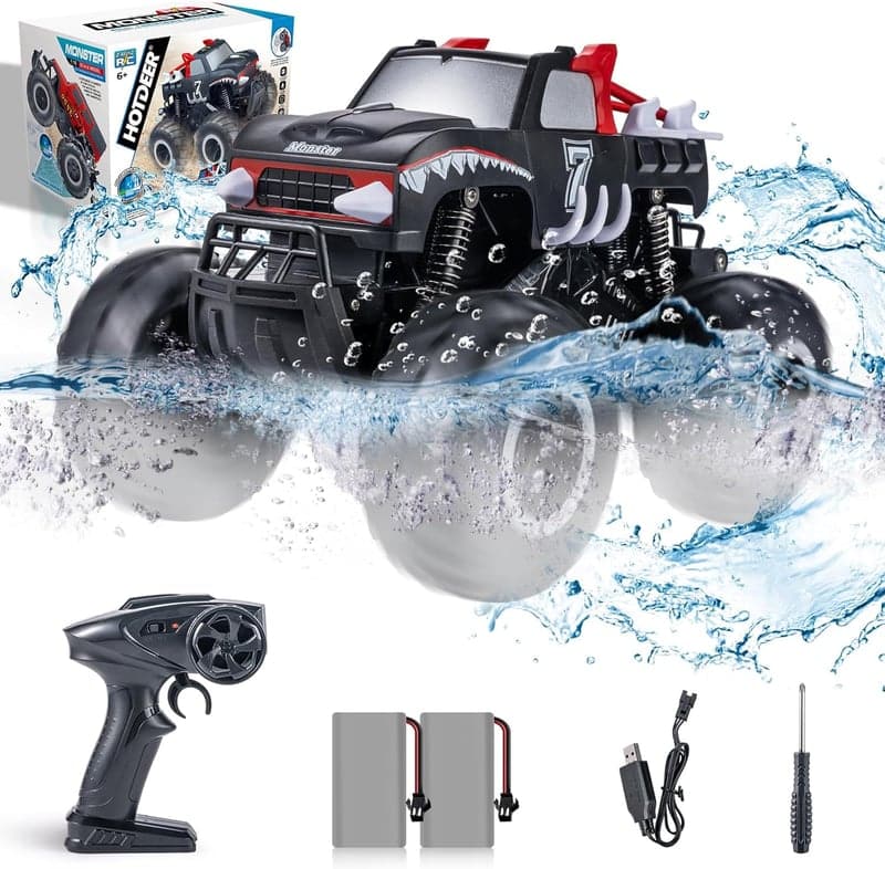 水陸両用ラジコンカー 4WD 防水 オフロード 子供向け バッテリー2個付き 日本語取説付き