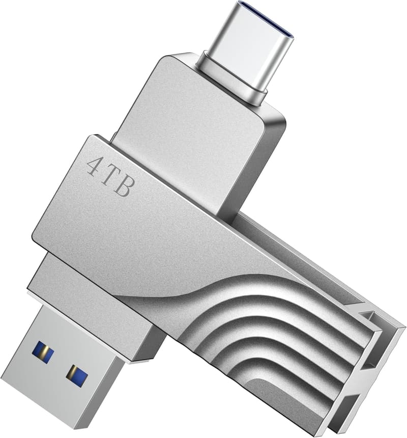 高耐久4TB USBメモリ Type-C対応 二合一 フラッシュドライブ 防水・防塵仕様