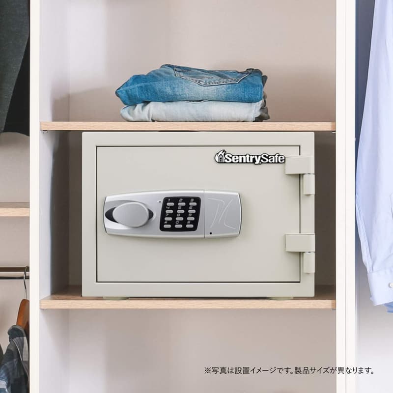 家庭用耐火金庫 JIS規格 1時間 15L フラットキー トレイ付き グレーホワイト JBS-K310