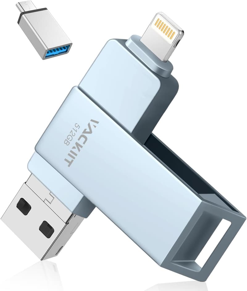 iPhone用512GB USBメモリー 高速USB 3.0 互換性あり パスワード保護 グレー