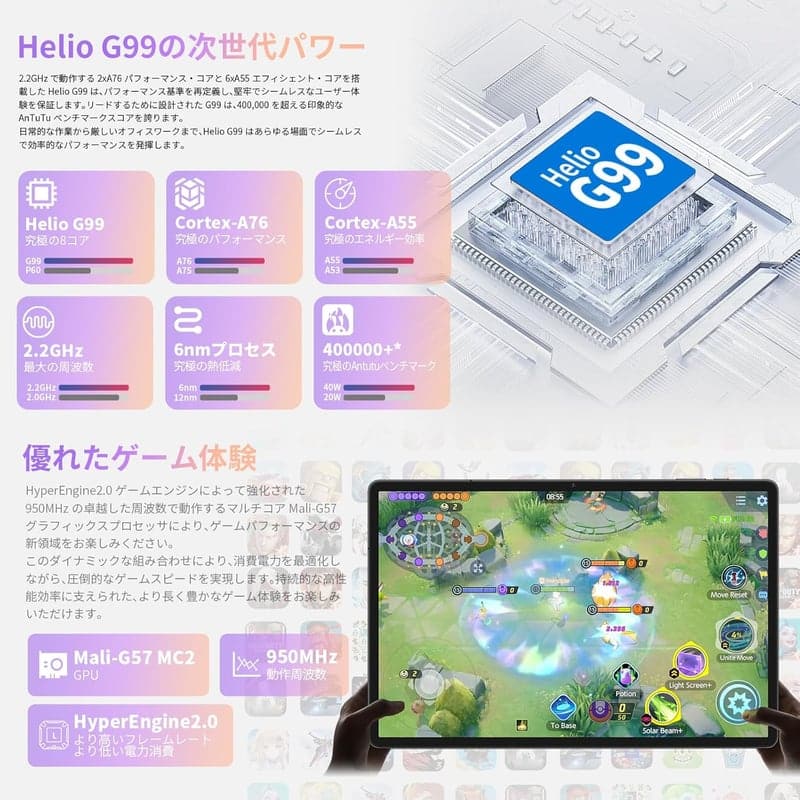 13インチ タブレット TECLAST T65 Max（Android 14） 20GB+256GB 4G LTE SIMフリー 10000mAh 急速充電