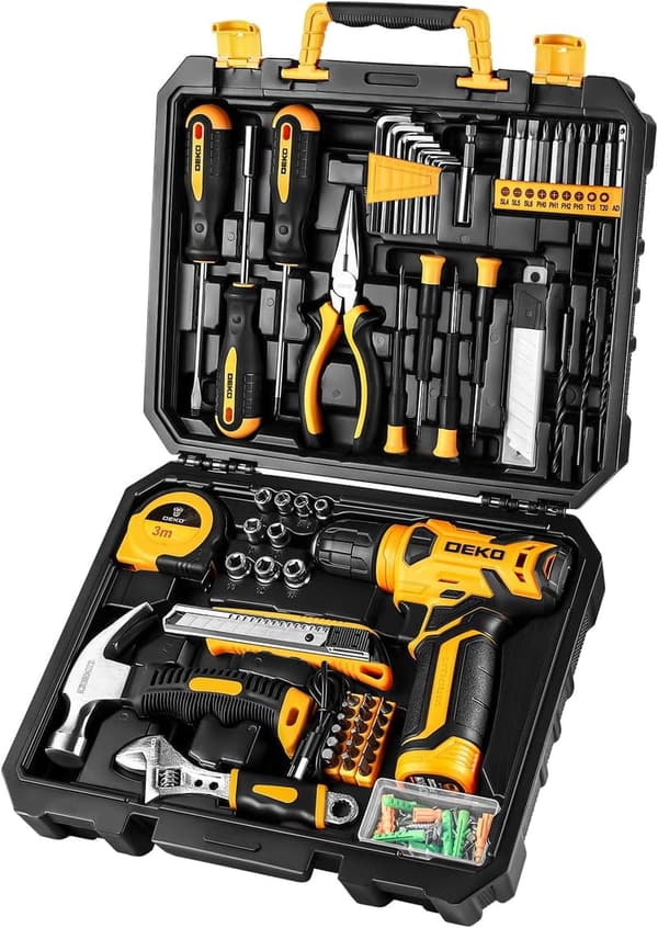 126点組 ホームツールセット 【8V電動ドリル付き】 DIY・修理道具 集合 便利収納ケース付