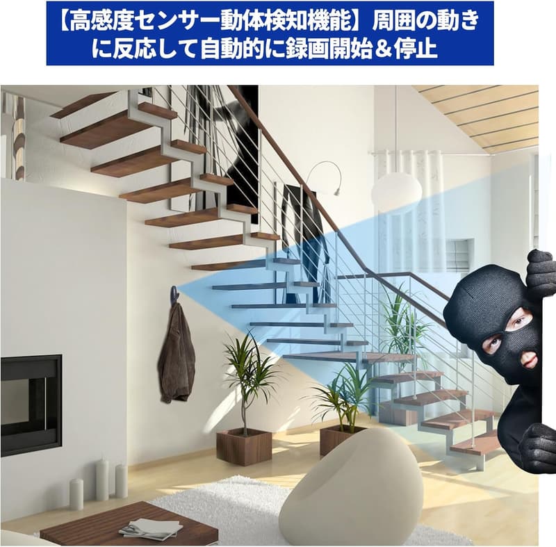 小型監視カメラ 1080P 防犯用動体検知 256GB対応 日本語説明書付き