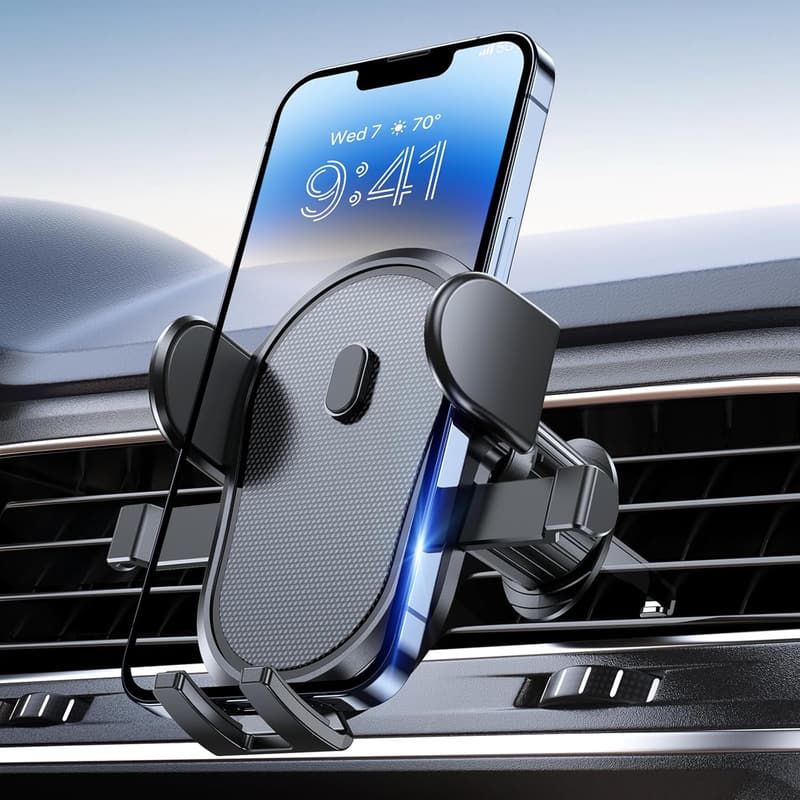 改良版通気クリップ車載スマホホルダー iPhone・Android対応 ワンタッチ操作 日本語説明書付き
