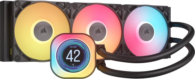 CORSAIR iCUE LINK TITAN 360 水冷式CPUクーラー ブラック ARGBファン・LCDスクリーン付き