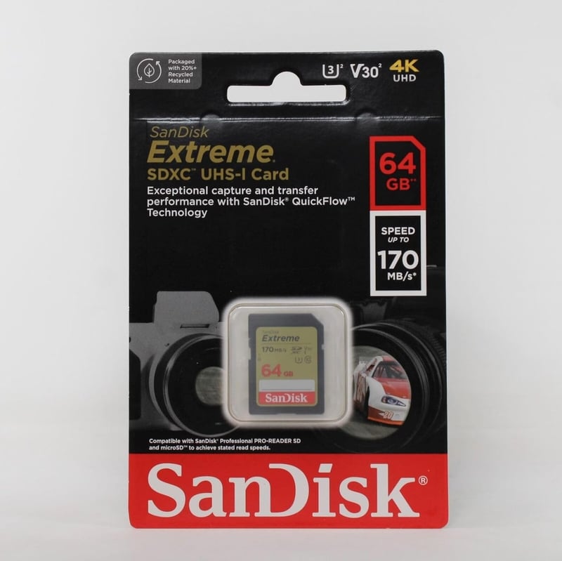 64GB Extreme SDXC UHS-I メモリーカード C10/U3/V30 4K対応