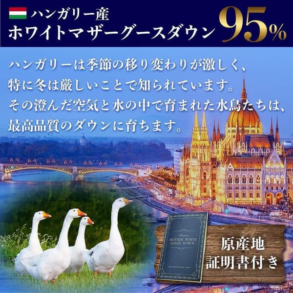 羽毛布団 ダブル ハンガリー産 ホワイトマザーグースダウン95% 国産 立体キルト 日本製 440ダウンパワー