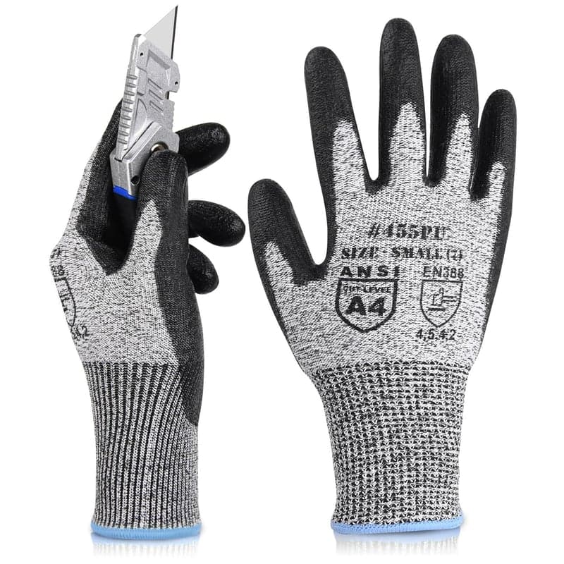 防刃軍手 レベル5耐切断性 PUコーティング作業用手袋 滑り止め