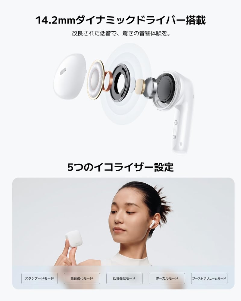 Redmi Buds 6 Active ワイヤレスイヤフォン - Bluetooth 5.3, ノイズリダクション, 低遅延, 小型軽量ブルー