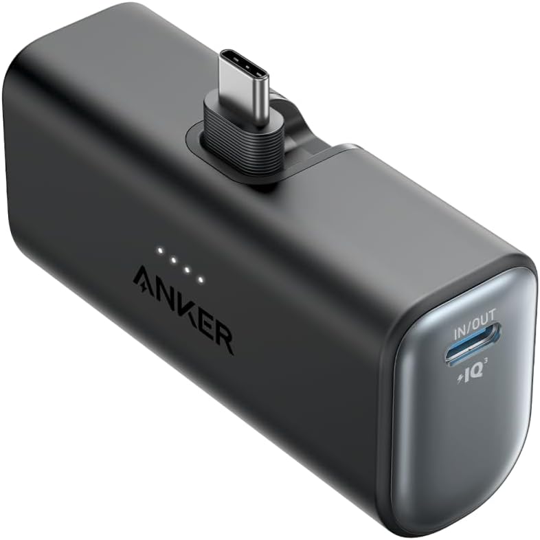 iPhone 16/15シリーズ対応 5000mAh小型モバイルバッテリー【USB-C一体型/PowerIQ搭載】